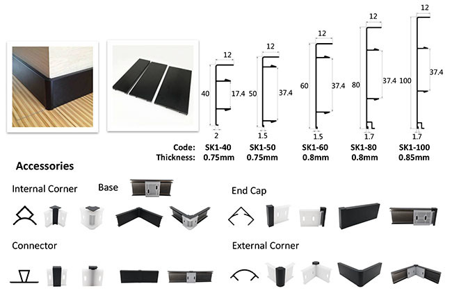 Rose Gold Skirting Board Profiles 60mm 80mm 100mm For Decoration