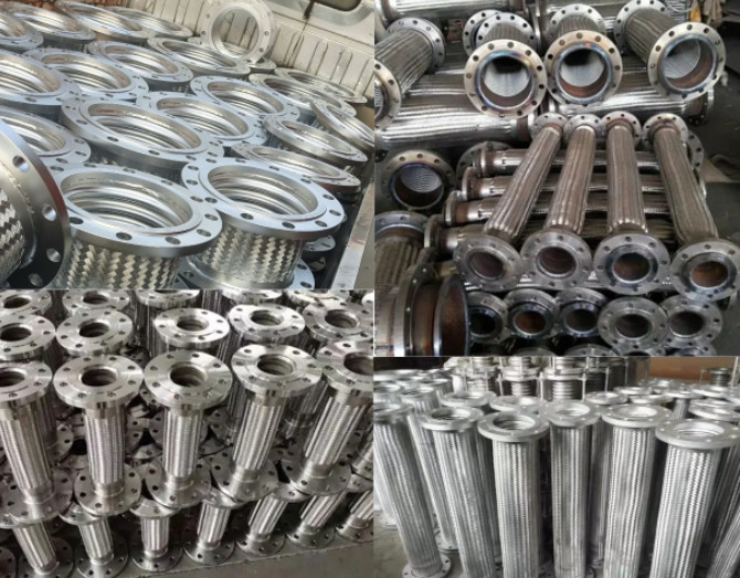 High Temperature Resistant Stainless Steel Braided Flex Hose Flange Metal Braided Hose Fittings
