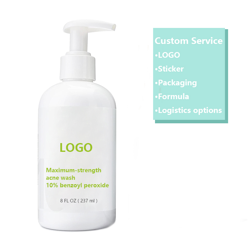 OEM / ODM 10% Benzoyl Peroxide Facial Cleanser Deep Clean Acne Remove Dead Skin Pore Scrub Wash Facial Clean Oil Control Face Care