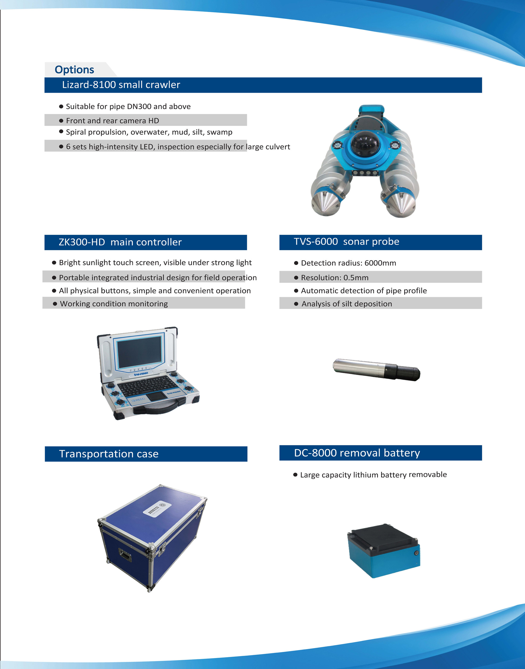 Robotic CCTV & Sonar Sewer / Water Pipe Inspection Camera System Over DN600