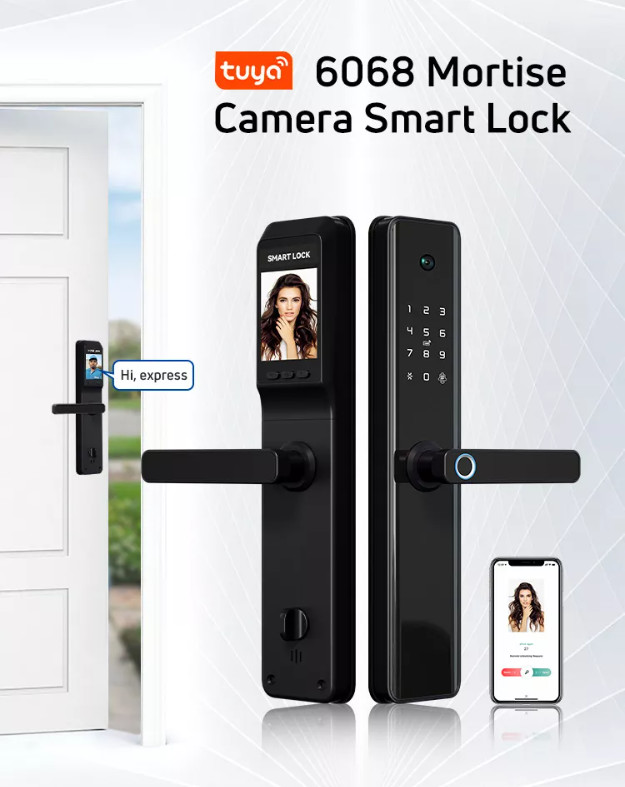 Fingerprint Tuya Wifi Smart Door Lock With Camera Smart Digital Intelligent Door Lock