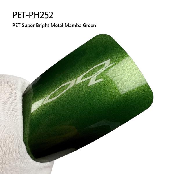 PET-PH252 PET Bright Metal Mamba Green Vinyl Wrap Film Self Healing Chemical