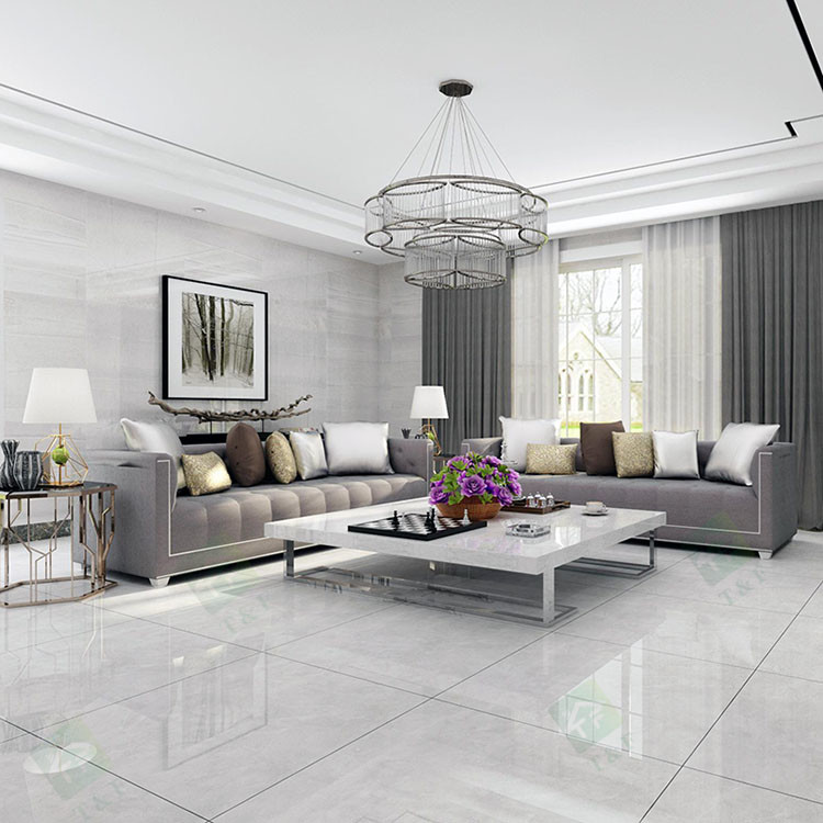 High Glossy Gray Nature Texture Glazed Polished Porcelain Floor Tiles 600*600mm