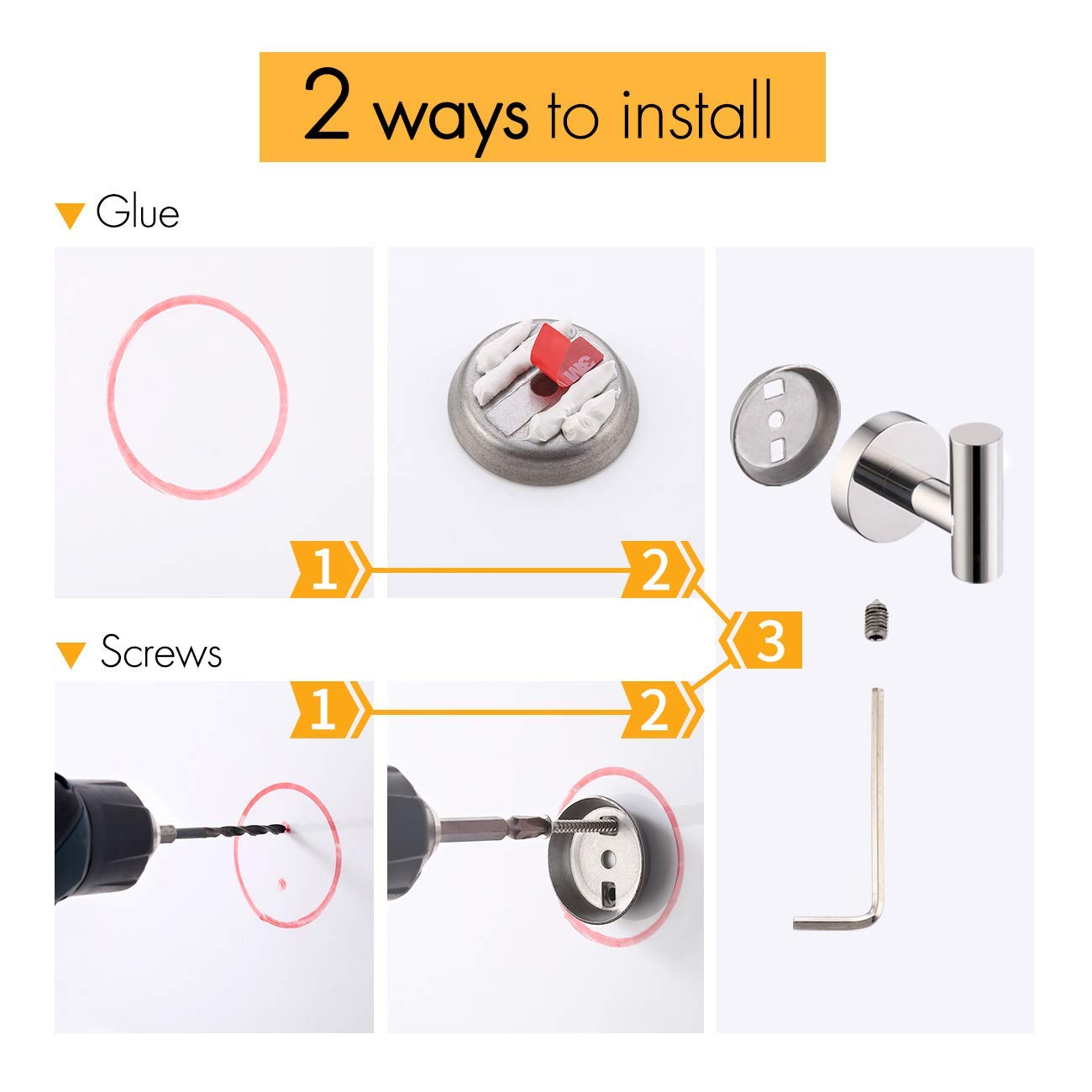 SUS304 Bathroom Hardware Accessories Clothes Robe Hook