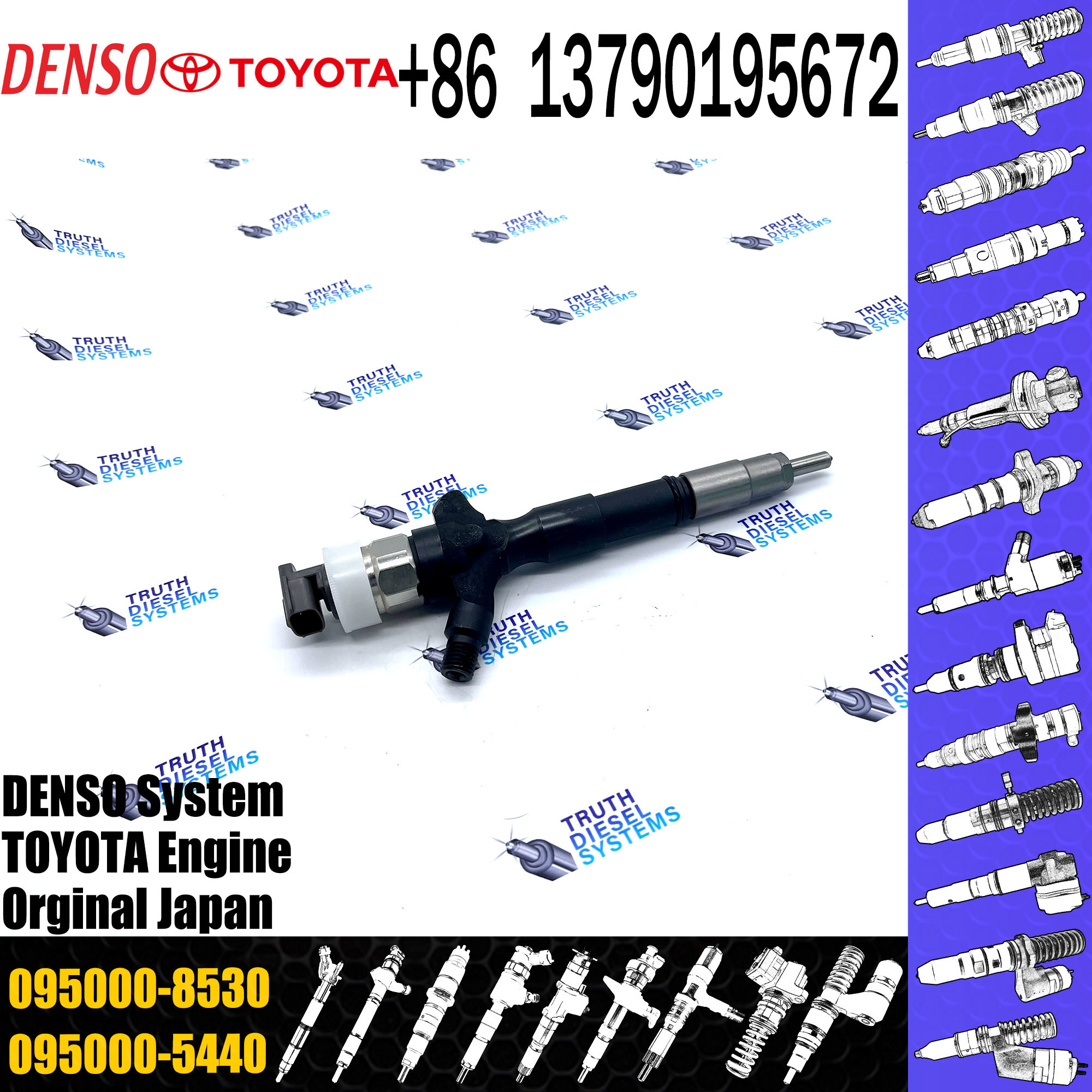 New Diesel Engine Injector Common Rail Fuel Injector 23670-0L050 095000-8290 095000-8560 For Denso Toyota Hilux 1KD-FTV