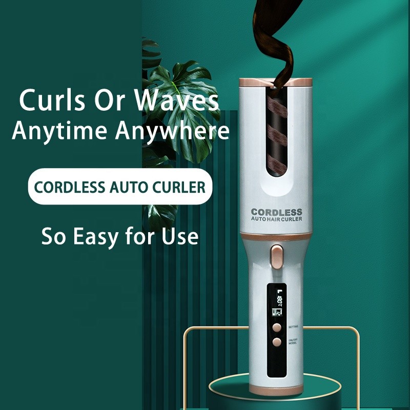 ROHS PTC Heater Cordless Auto Curler With LCD Display