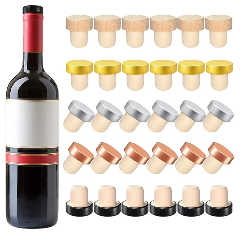 Aluminium-Plastic Customied T Shape Wine Corks Wooden Bar Top Cap Wine Bottle Stoppers