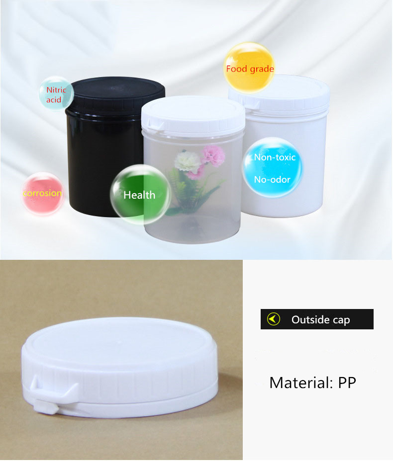 Powder Packing HDPE Jar with Wide Mouth and Sealed Screw Neck in Black/White/Transculent