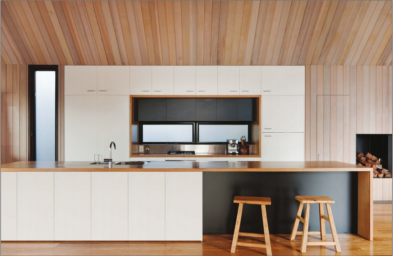 Modern Modular Kitchen cabinets with Island bar and black quartz stone countertop