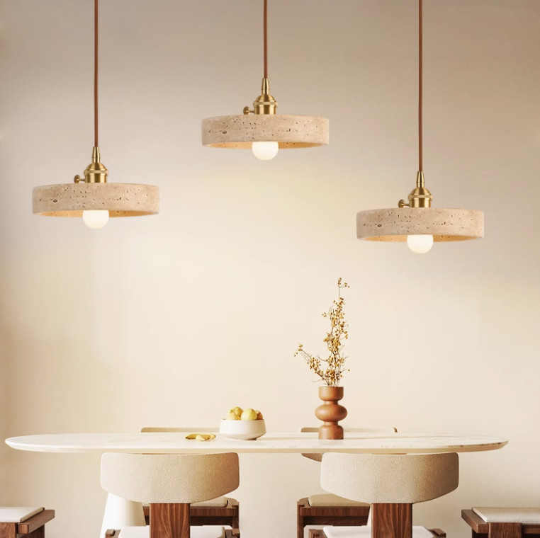 Yellow travertine wooden pendant lamp bedroom for home decorator interior stone pendant lamp