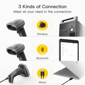 CCD Handheld Wireless Bluetooth Barcode Reader With Smart Base Holder