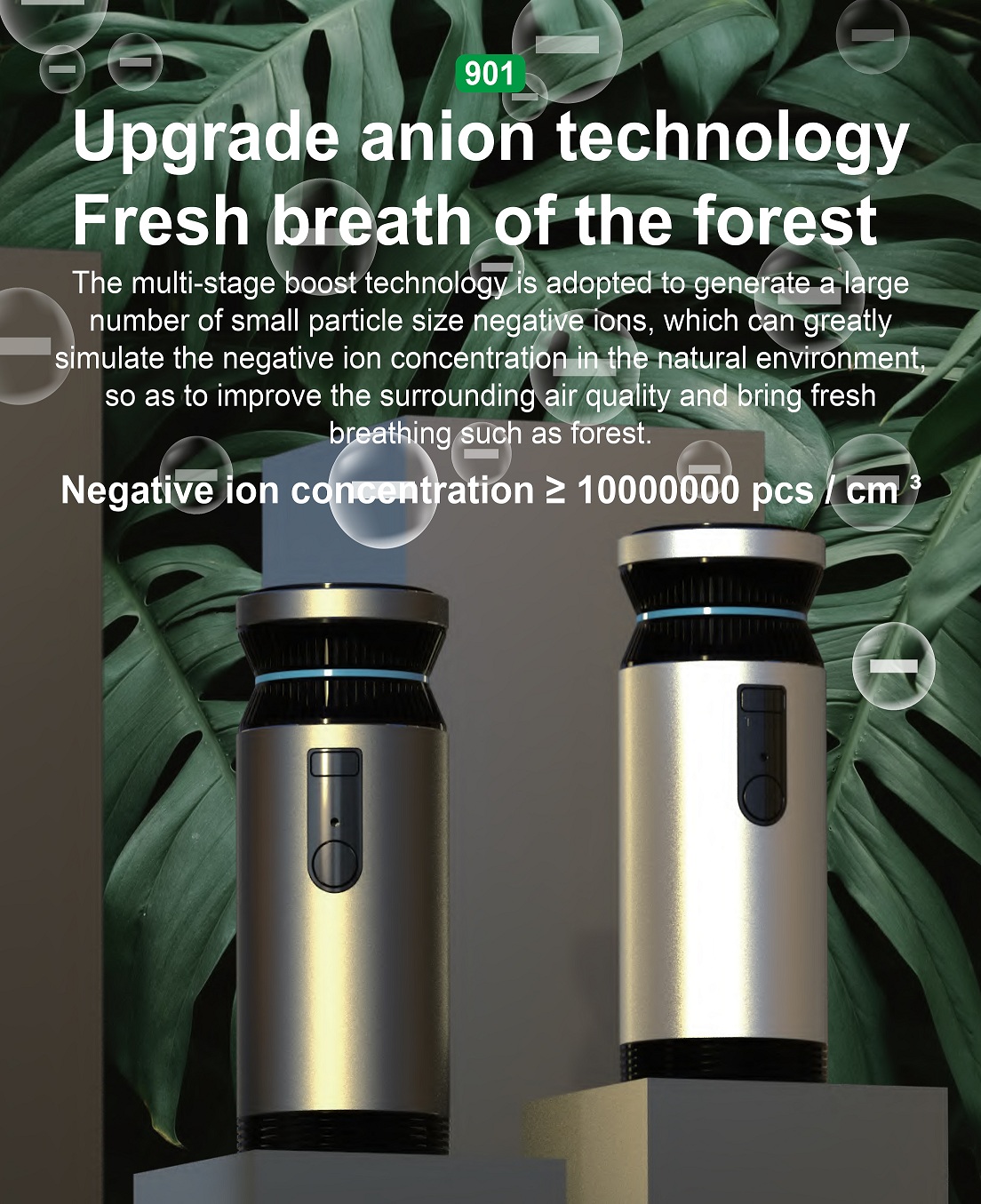 Integrated Aluminum Alloy Car Air Purifier Intelligent Control Ozone Generator Anion Technology Mini Portable Air Humidifier