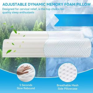 4-Layer Adjustable Memory Foam Pillow for Sleeping Ergonomic Contour Cooling