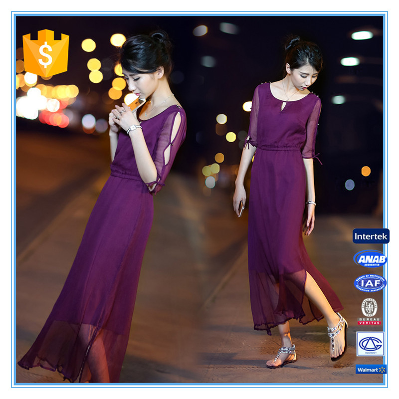 Wholesale girl's casual chiffon long dress