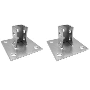 China Single Channel Square Post Base Strut Mount Bracket with Pile Base Mounting System on sale