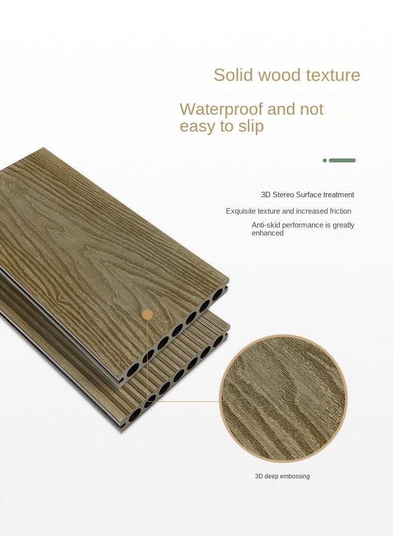 145x22mm Wood Plastic Composite Wpc Flooring 3D Deep Embossed Board Outdoor Park Balcony