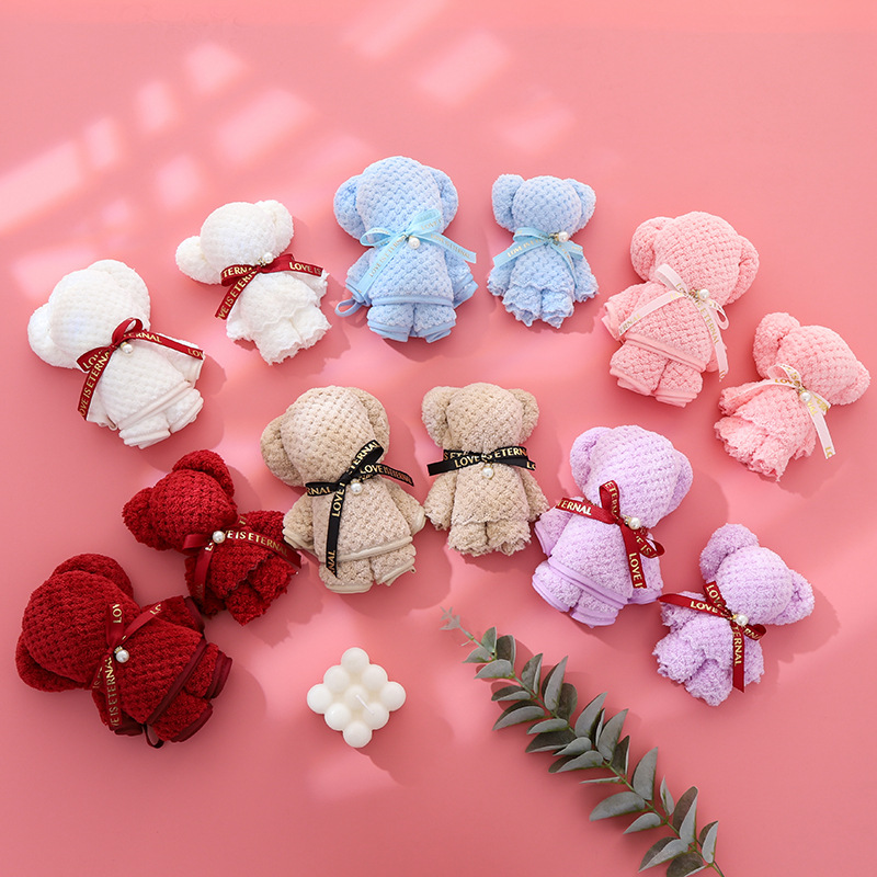 Square Teddy Bear Plush Toy Stuffed Towel Set for Children's Toys Christmas Present