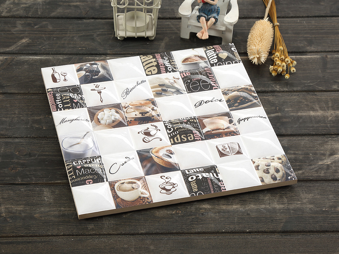 Antibacterial 300x300mm Ceramic Rustic Tiles For Living Room And durable white and brown Wall Tile For Dining Room