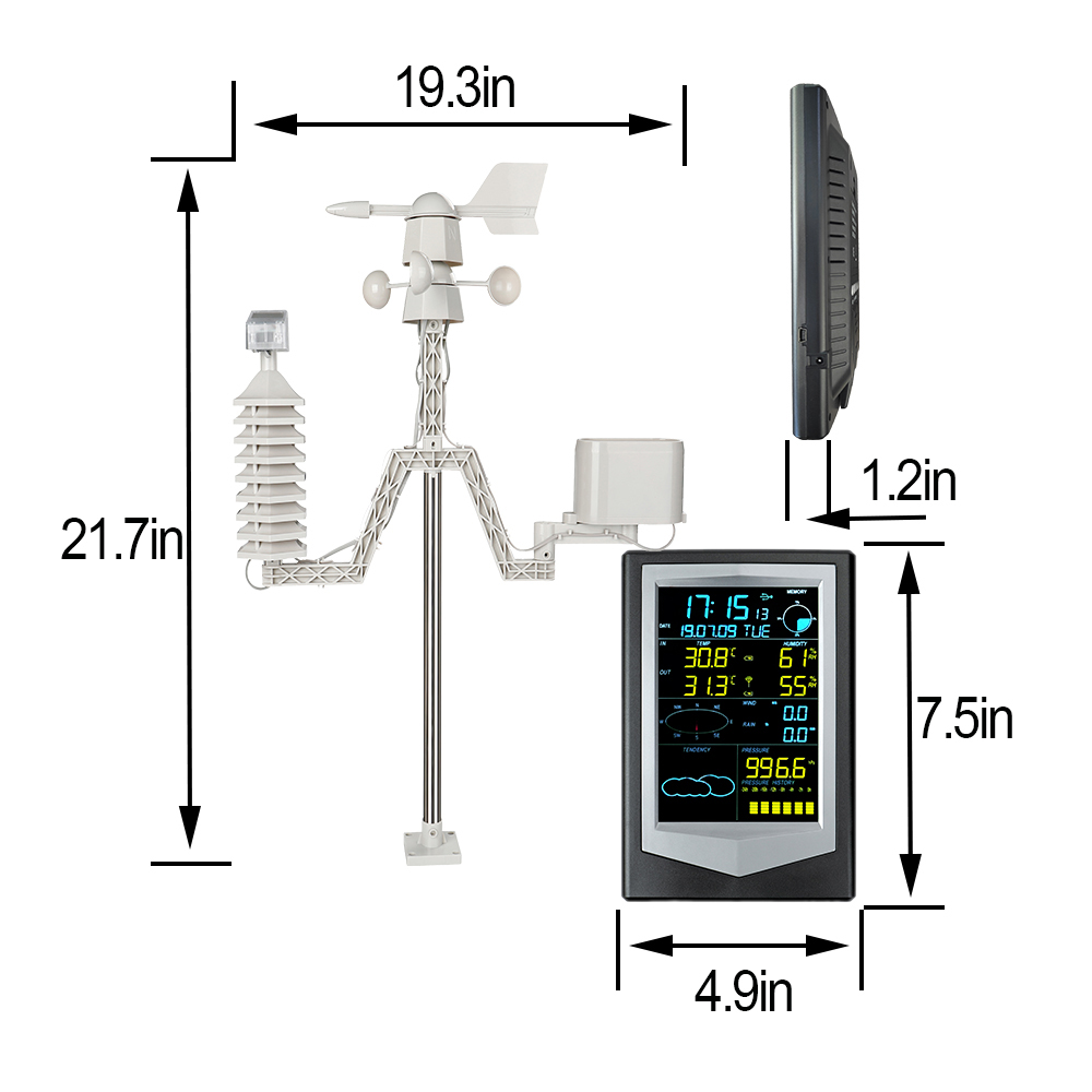 Data Recorder Solar Photovoltaic Wireless Weather Station Professional Wind Speed And Direction Measurement