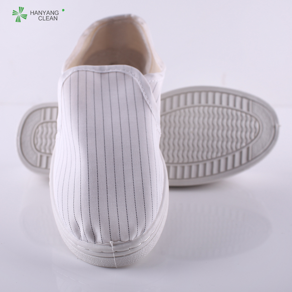 Electrical factory cleanroom stripe canvas PVC outsole shoe breathable esd antistatic working shoes