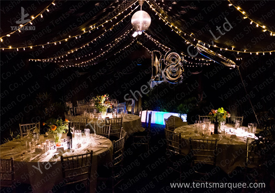 Interior Luxury Lining Decoration Outdoor Party Tents , Aluminum Profile Waterproof Outdoor Tent
