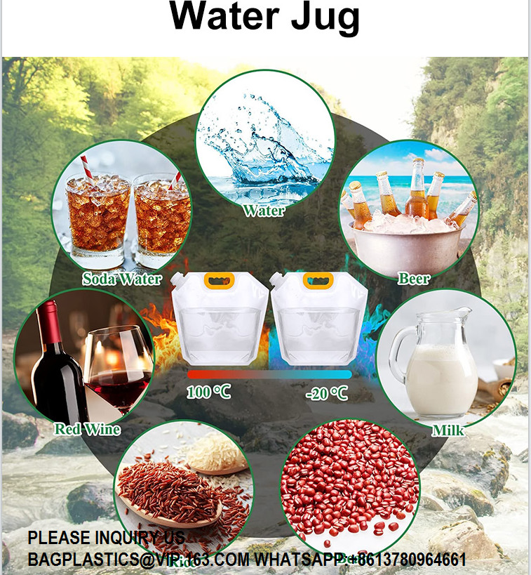 Wholesale Portable 5L 10L Water Bag With Dispenser Valve Stand Up Plastic Spout Pouch Camping Outdoor Water Bag