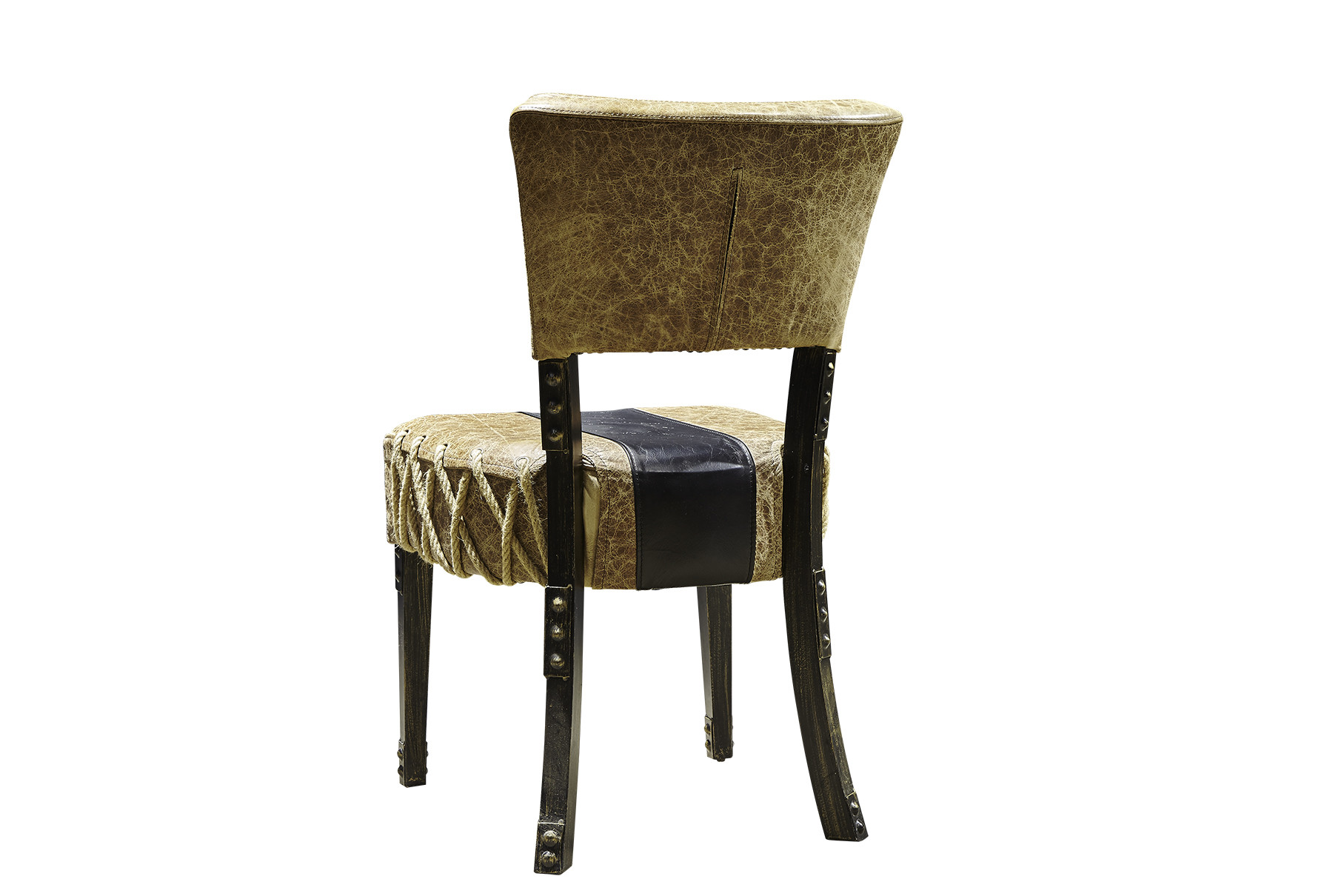 High Back Brown Leather Dining Chairs , Dining Room Table Chairs Hand Work Craft