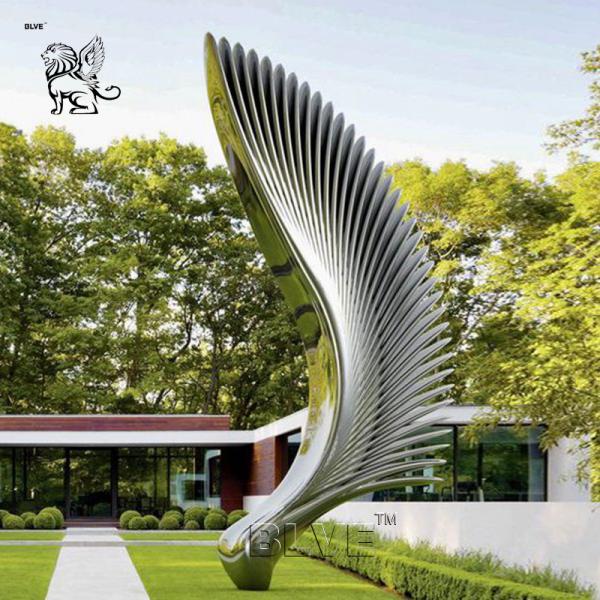 Stainless Steel Angel Wings Sculpture Abstract Polished Metal Garden Modern Art