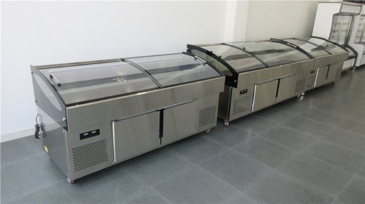 Sliding Door Ice Cream Showcase Freezer Direct Cooling 10 Trays 6 Barrels