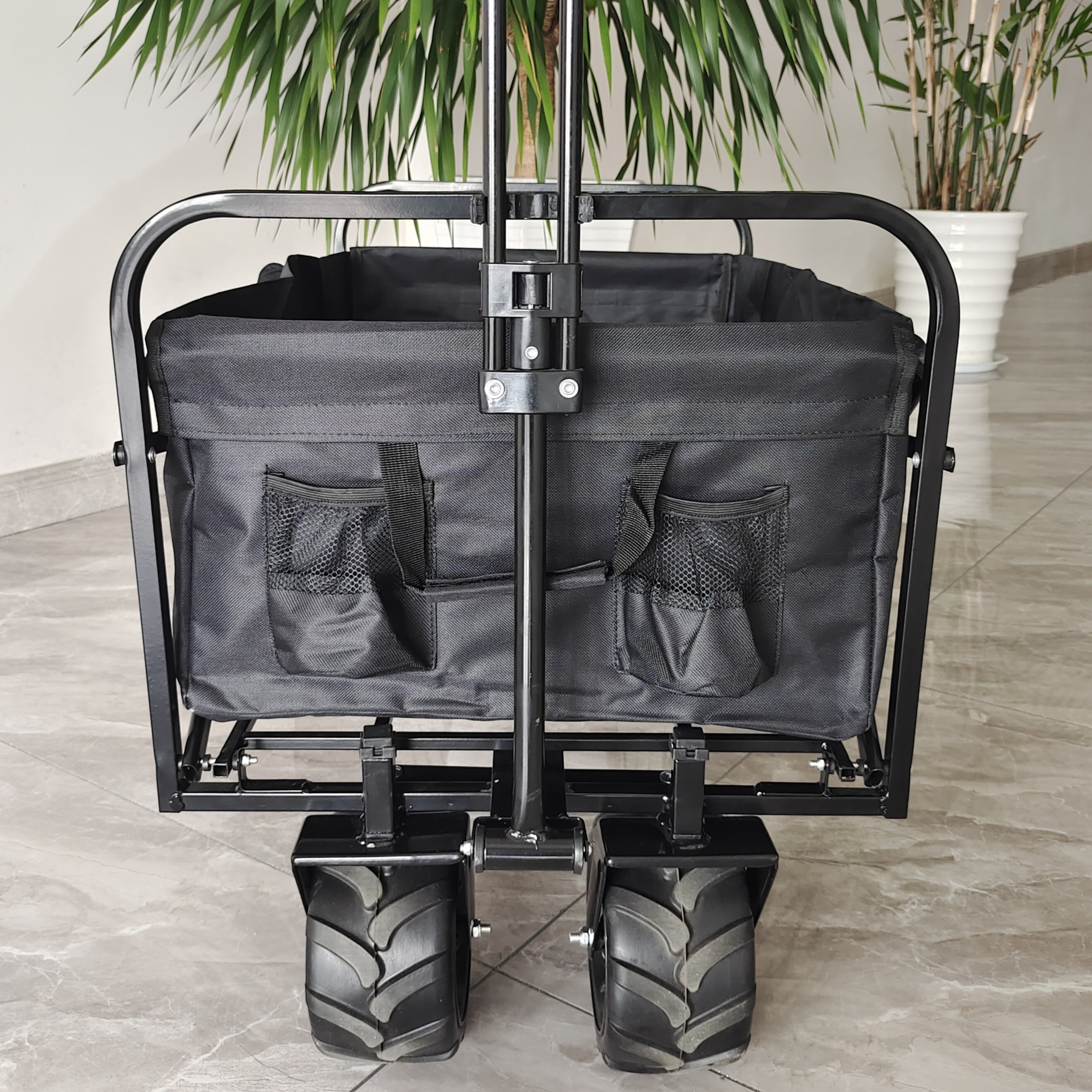 Outdoor Camping Collapsible Wagon Cart Four Wide Wheels Steel Body Structure