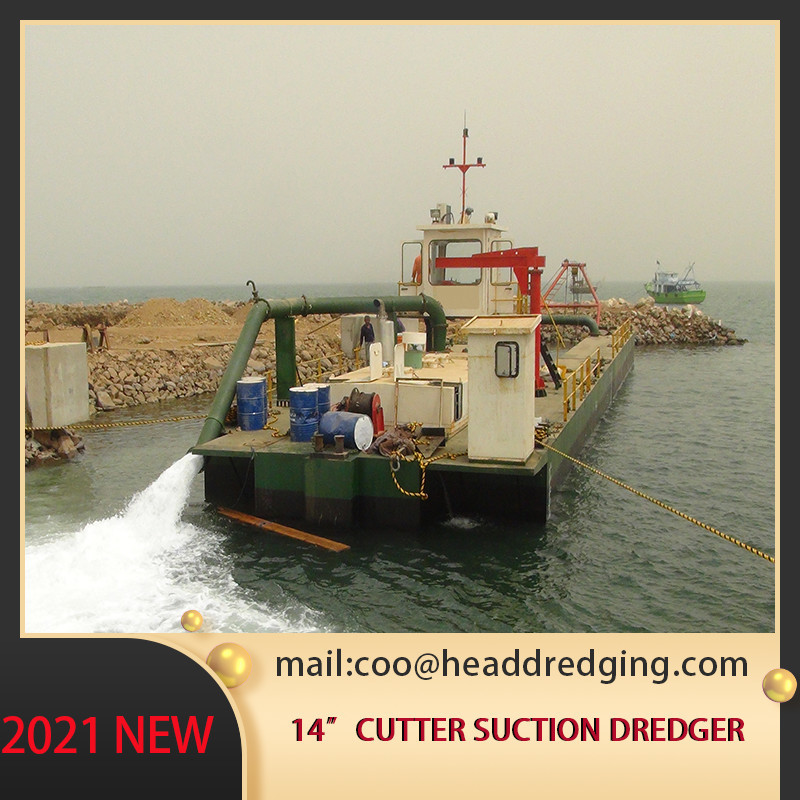 Gold Cutter Suction Sand Dredging Boat 14 Inch With 1.4m Draft