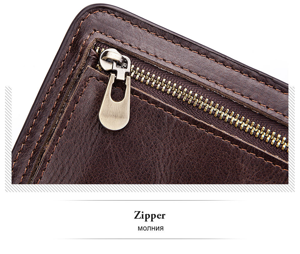 Minibook Cowhide Wallet for Men Genuine Leather Slim Money Clip and Zipper Coins Purse