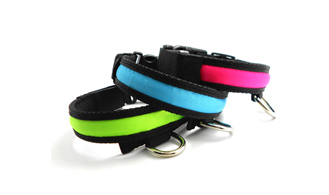 Eco - Friendly LED Dog Collar Rechargeable Three Flash Mode Nylon