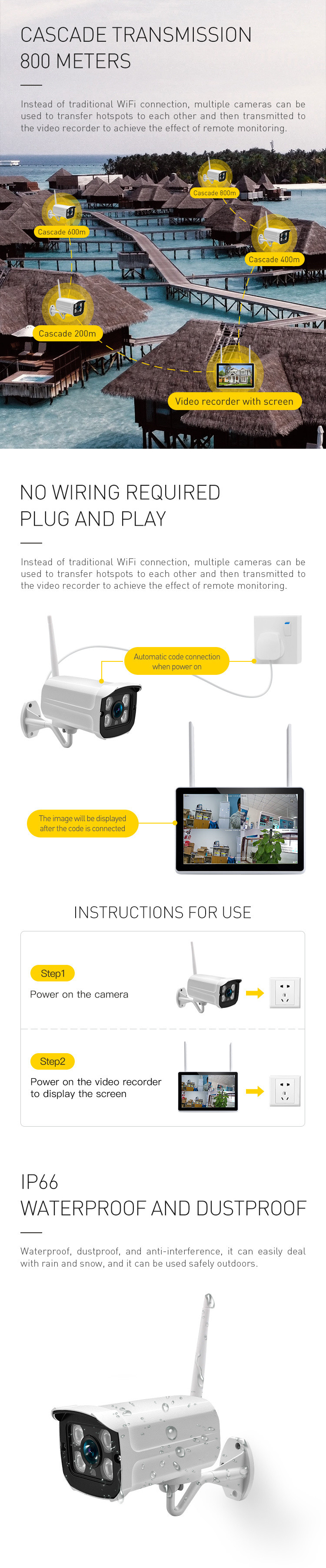 Mobile Phone Remote Control Smart Motion Detection Wireless Kit With Screen Two Way Voice Cctv Security Camera