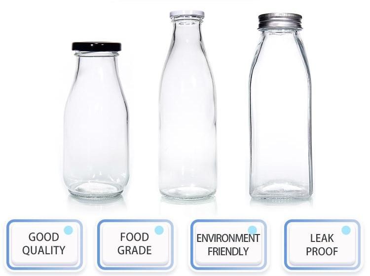 200ml 500ml Refillable Glass Milk Bottles Jars In Bulk For Strawberry Milk