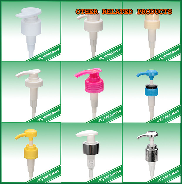 28mm Plastic Liquid Soap Lotion Pump Silver Aluminum Transparent
