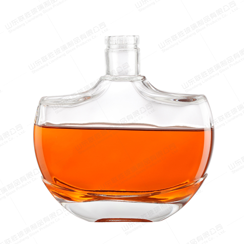 Hot Stamping Unique Shape Glass Liquor Wine Vodka Tequila Bottle with Sealed Cork Lid