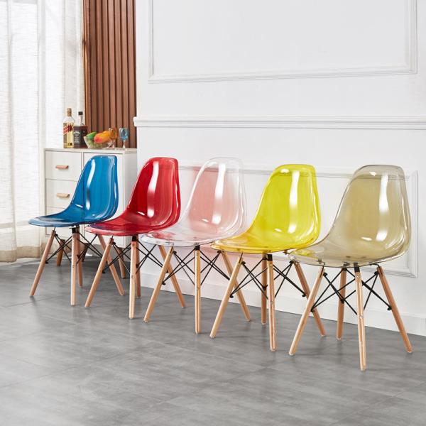 Clear Chair, Armless Acrylic Desk Chair with Golden Feet Swivel Molded Plastic