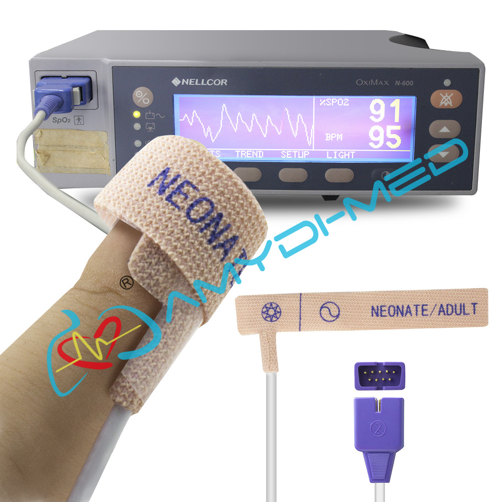 0.9M Cables Nellcor Disposable Spo2 Sensor Amydi Med Non Woven Disposable Oximeter Sensor