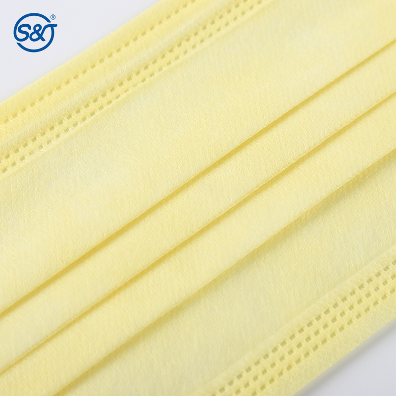 4-Ply Disposable Protective Medical Surgical Face Mask Respirator Pure Yellow Cotton Ear Loops Everyday Use
