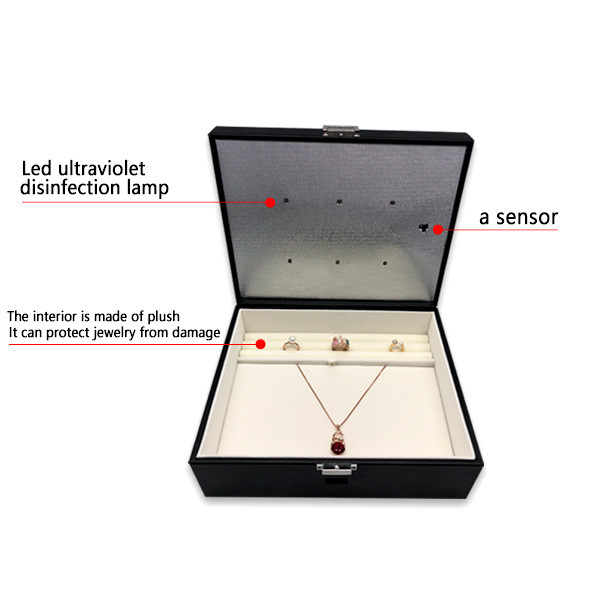 Black UV Sterilization Disinfection Leather Jewelry Box