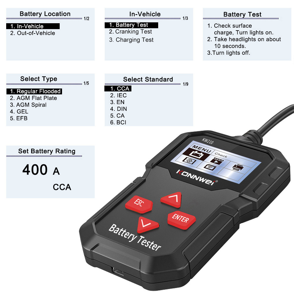 China popular brand battery tester for All 12v Vehicles OBD2 EOBD protocol