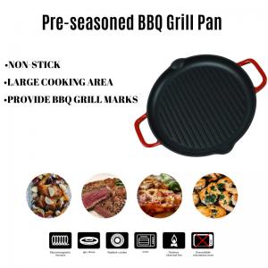  Customized Stove Top Grill Pan Enamel Coating With Two Handles Manufactures