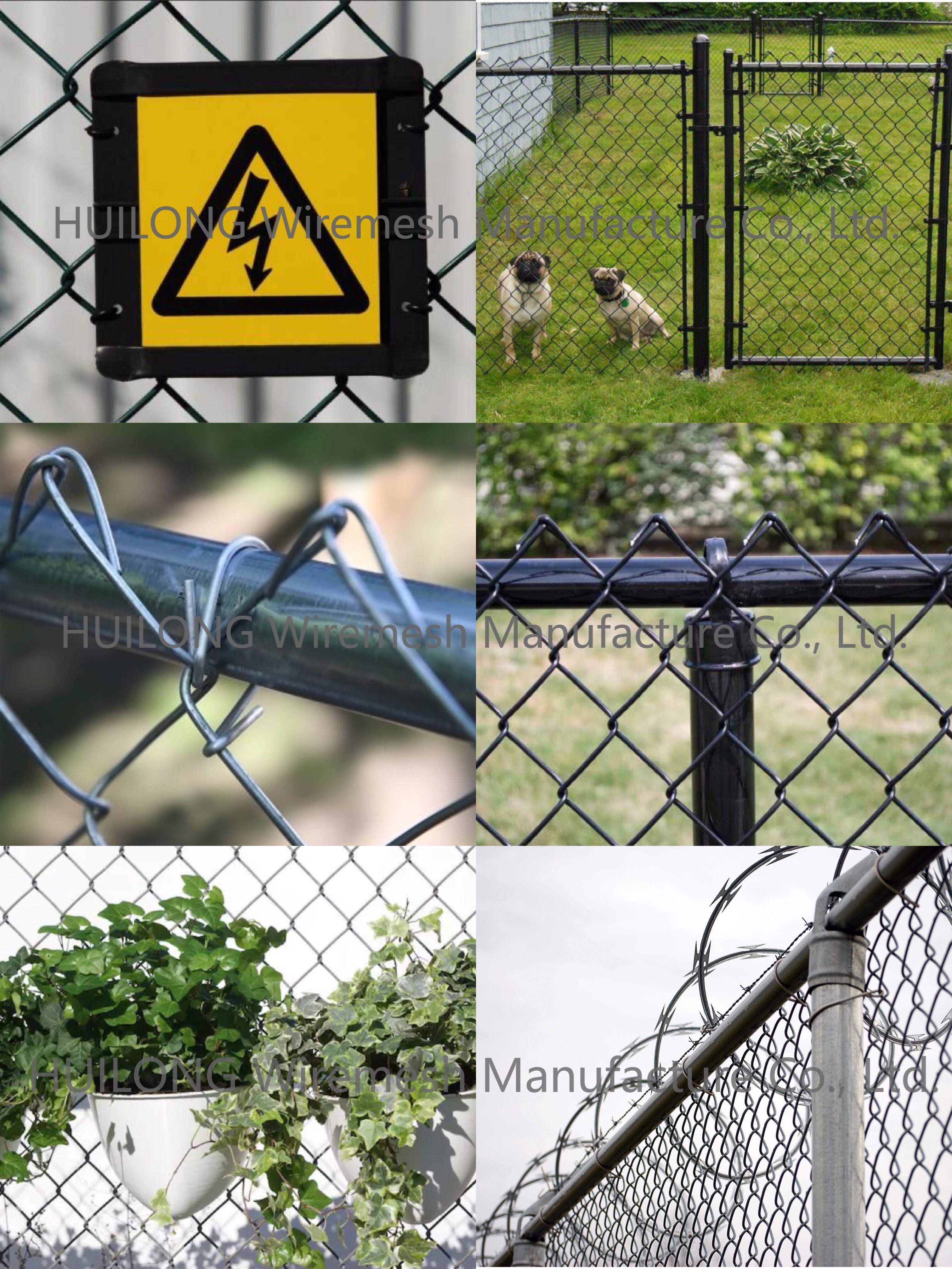 Length 20m Chain Link Wire Fence , PVC Coated Temporary Diamond Mesh Fencing