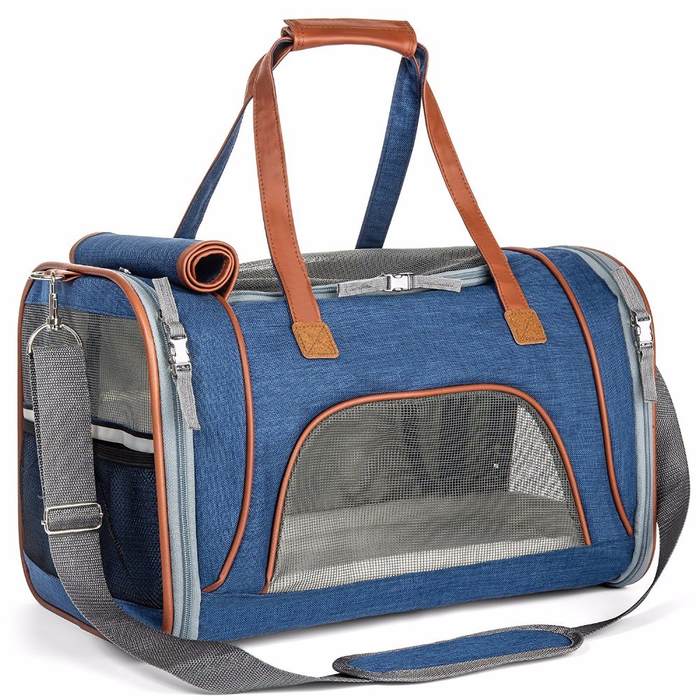 Grey Airline Approved Pet Carrier Bag For Small Dogs Fits Underneath Airplane Seat