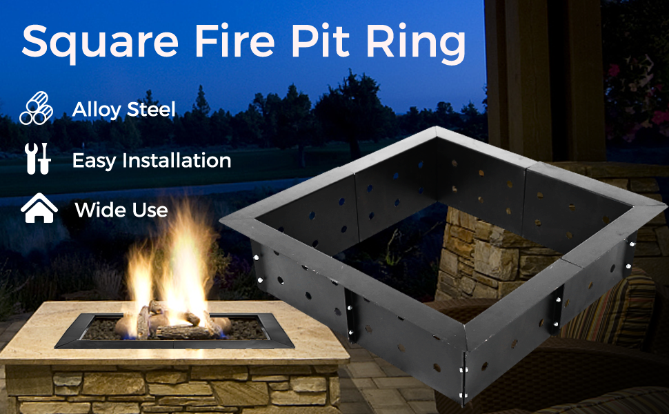 Upgraded Heavy Duty Solid Steel Fire Pit Liner Ring 42" Inner DIY Campfire Ring Above or In-Ground for Outdoor Patio Backyard