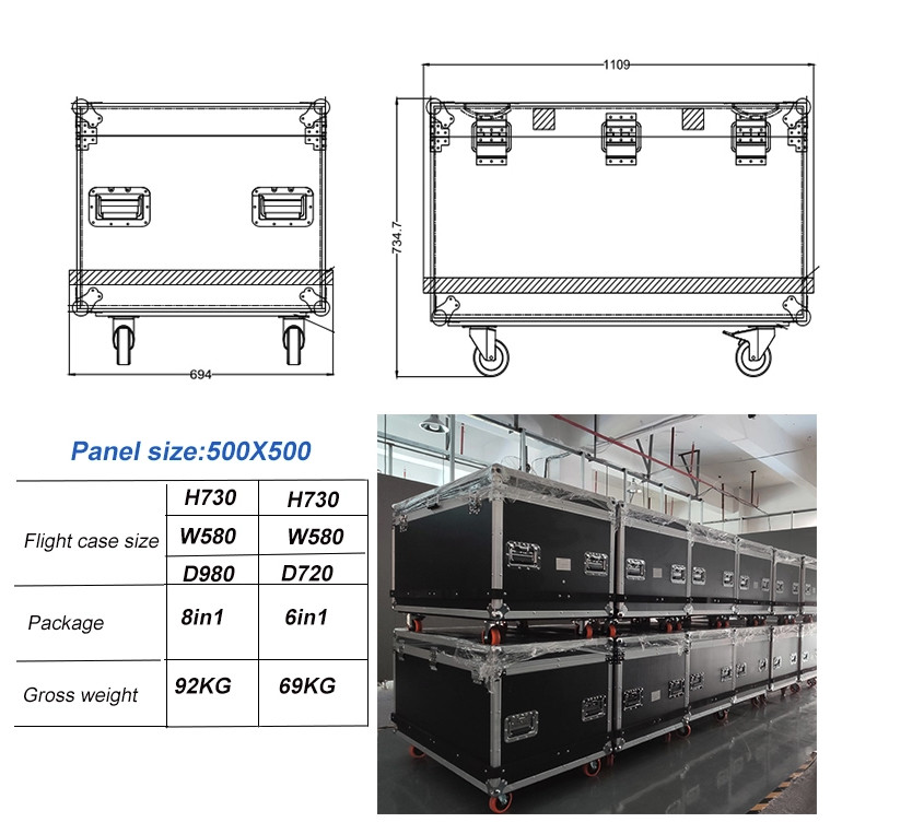 500x500mm Rental Led Display Indoor Outdoor P2.97