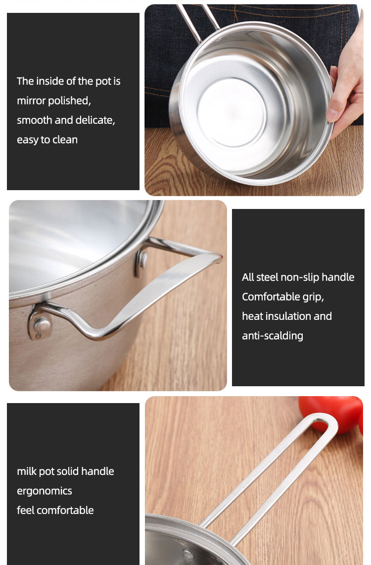 Kitchen Household Stainless Steel 3 Piece Pot And Pan Set Suit Ollas Cookware Set Cooking Pot Set