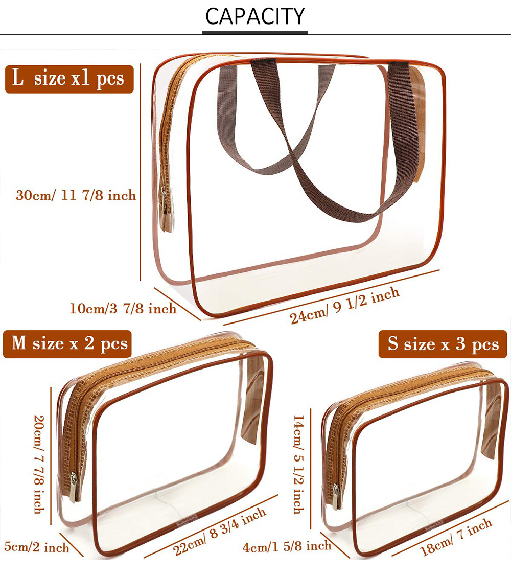 6pcs Zipper Closure Portable Waterproof Cosmetic Bags For Travel