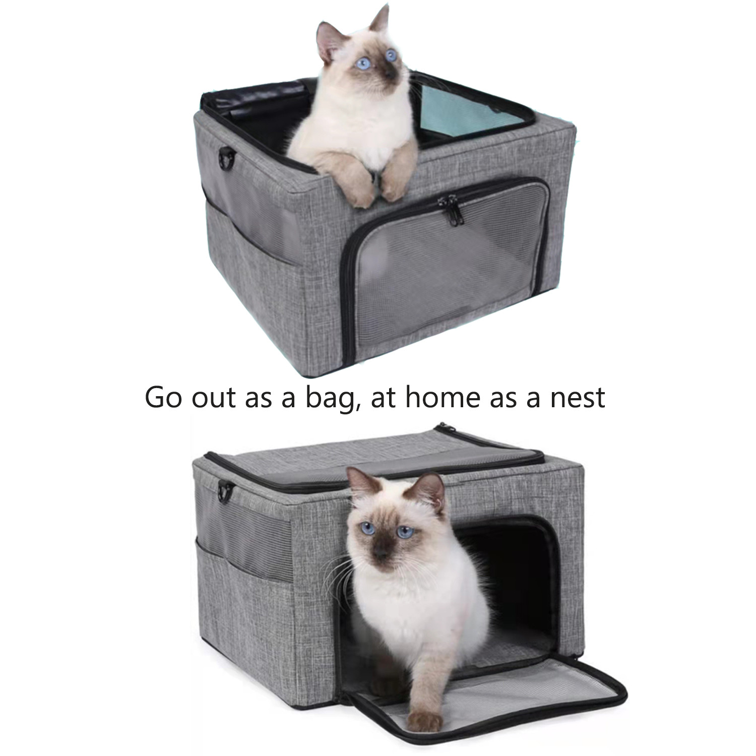 Car Back Seat Belt Cat Pet Travel Carrier Non Slip Ventilated Mesh 33*24*38cm